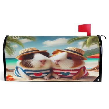 Imagem de TSENQUE Lindas capas de caixa de correio magnéticas de verão para porquinhos-da-índia decorativas, caixa de correio, envoltórios de vinil, férias, à prova de intempéries, decoração de caixa de correio