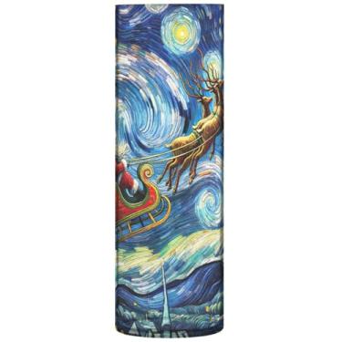 Imagem de Vaso de flores cilíndrico de Natal Papai Noel céu estrelado para mesa personalizado vaso de flores alto impressão de plástico decoração de quarto moderno, 30 cm x 9,9 cm