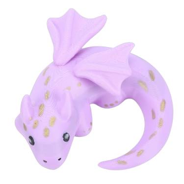 Imagem de Cryfokt Mini Estatueta de Dragão Escultura Colecionável Portátil Feita à Mão para Alívio do Estresse, para Trabalhadores e Estudantes, Estátua de Dragão Com Acabamento Brilhante Impresso Em 3D (Roxo)