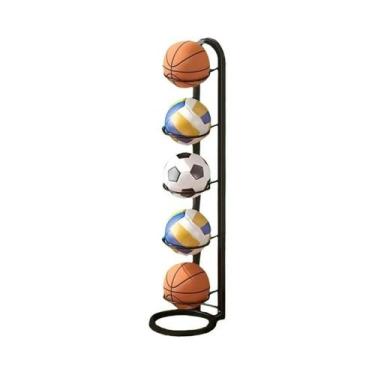 Imagem de Organizador De Bolas Esportivas Em Metal Preto, Prateleira De Armazena