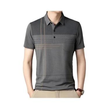 Imagem de Camisas polo coreanas para homens, camisas casuais de manga curta slim