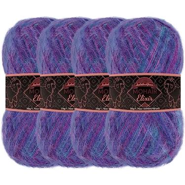 Imagem de JubileeYarn Fio de Elixir Mohair – Mistura de Lã para Bebês 50 g/novelo – Roxo Haze – 4 novelos