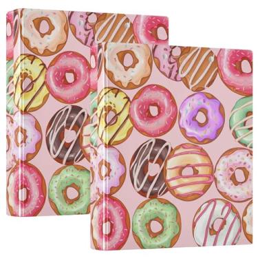 Imagem de Coberturas coloridas personalizadas de rosquinhas esmaltadas 3 fichários de 3,8 cm comporta 200 folhas, anel redondo, fichário resistente, 31,5 x 27 x 6 cm, pacote com 2