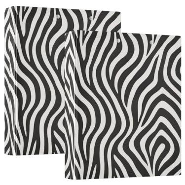Imagem de Fichários personalizados com listras de zebra preta e branca de 3 cm, 3 anéis, 200 folhas, caderno, anel redondo, fichário resistente, 31,5 x 27 x 6 cm, 1 pacote