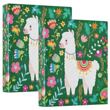 Imagem de Fichário fofo com 3 anéis de flores coloridas verdes de 3 cm, comporta 200 folhas, lindo fichário de prancheta, anel redondo, 31,5 x 27 x 6 cm, 1 pacote