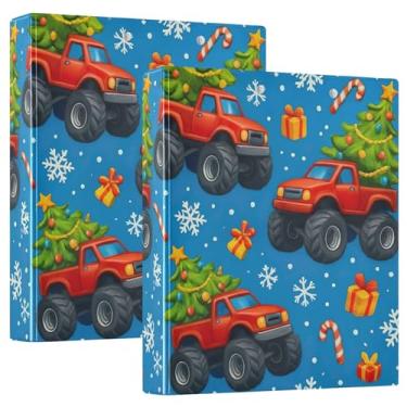 Imagem de Fichários azuis Christmas Red Trucks de 3 cm, 3 anéis, 200 folhas, estampas de animais, fichário de prancheta, anel redondo, 31,5 x 27 x 6 cm, 1 pacote