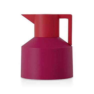 Imagem de Nordic Simple Panela de isolamento a vácuo de aço inoxidável garrafa de água quente de grande capacidade chaleira de café geométrica de alto valor (cor: preto) (vermelho)