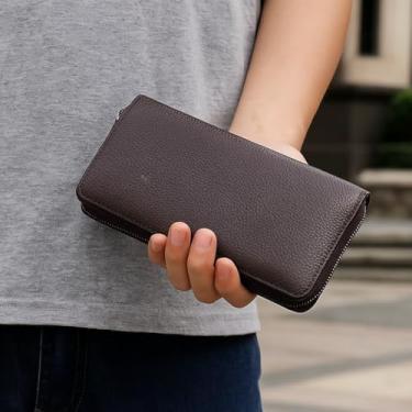 Imagem de Carteira com zíper de grande capacidade – Organizador de cartão de crédito com 60 compartimentos para homens e mulheres, carteira multifuncional para identidade e moedas, Café