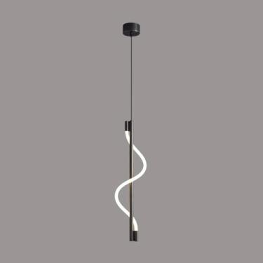 Imagem de Luminária pendente espiral, luminária suspensa LED regulável, lustre linear de latão com cúpula de silicone, luminária de teto decorativa para sala de jantar, luminárias pendentes tubulares