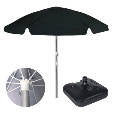 Imagem de Kit Guarda Sol Resistente Bagum e Alumínio 2,00m FPS 100 com Base Preto Piscina Praia 18Kg