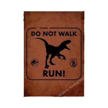 Imagem de Placa De Advertência Vintage De Dinossauro, Pôster Retrô, Arte Estétic