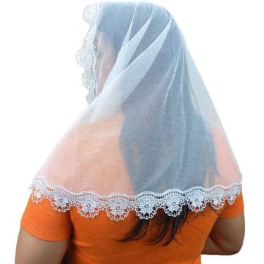 Imagem de Véu Ccb Adulto Renda Guipir Floral Congregação Cristã (modelo Laura) -