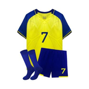 Imagem de Conjunto De Camisa De Futebol Infantil Com Calções E Meias Para Menino