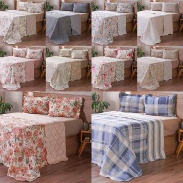 Imagem de Kit Colcha e Porta Travesseiro Queen Ultra Lisse Sortido Bene Casa