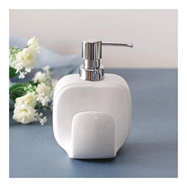 Imagem de CZCZC Dispensador de sabão de bancada de cerâmica com assento de esponja 2 em 1 dispensador de chuveiro superior para xampu e loção Dispensadores de sabão com capacidade de 382 g para cozinha ou