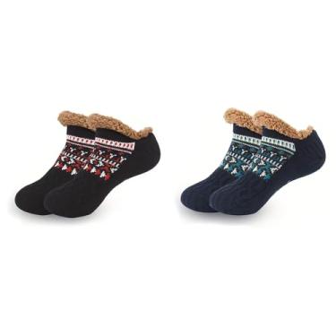 Imagem de Meias para adultos, homens e mulheres: Meias felpudas com aderência de inverno grossas e quentes para cabine térmicas, confortáveis, antiderrapantes, aconchegantes