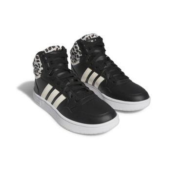Imagem de adidas Tênis de basquete feminino Hoops 3.0 Mid, Preto/branco creme/branco, 6.5
