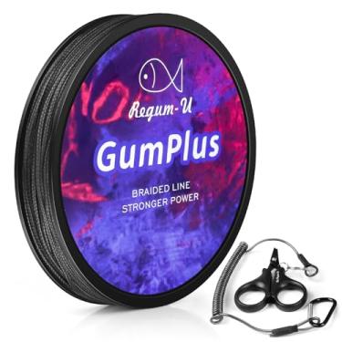 Imagem de Linha de pesca trançada GumPlus 8X Stealth 150 jardas / 5,4 kg resistente à abrasão, superlinha zero stretch e menor diâmetro, confunda e pegue peixes grandes melhor em água salgada e água doce (preto