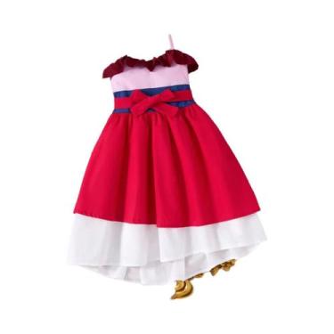 Imagem de Vestido De Princesa Para Meninas Moana Branca Neve Anna Barbie Bell Fa