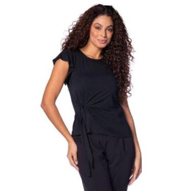 Imagem de Blusa Feminina Olho Fatal Com Amarração Preto-Feminino