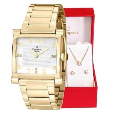Imagem de Relógio Feminino Champion Quadrado Dourado CN25369W-Feminino