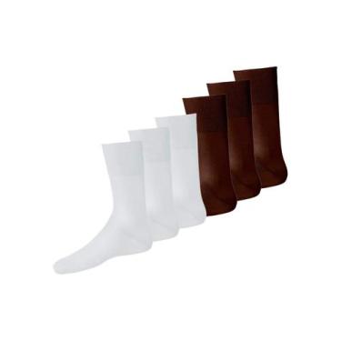 Imagem de Kit com 6 Pares de Meias Social Lupo 1100-011/049 Colorido, Marrom, 37