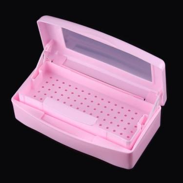 Imagem de Caixa de esterilizador de unha recipiente desinfetante de plástico para ferramentas de acessórios de arte de unhas, caixa de imersão de esterilizador com coador, pedicure, equipamento de limpeza de