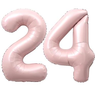 Imagem de SULALABOO Balão grande rosa claro número 24 de 101 cm 0-9 gigante digital 24 para decorações de aniversário de formatura