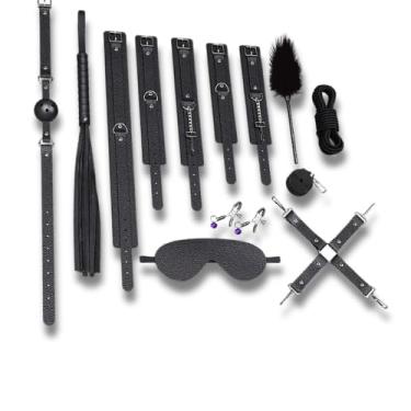Imagem de Kit BDSM Erótico com 10 Peças, Bandage Sado, Preto, Acessórios de Fetiche e Prazer
