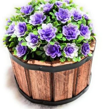 Imagem de Cachepot de Madeira redondo Rústico com Bucho Flor Cores Sortidas - Lé