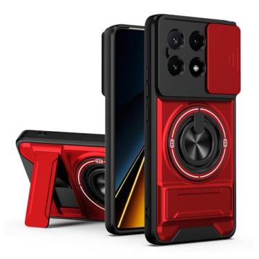 Imagem de SORAKA Capa para Xiaomi Poco X6 Pro 5G com suporte,proteção de lente com janela e capa dupla de PC e TPU compatível com suporte magnético para carro