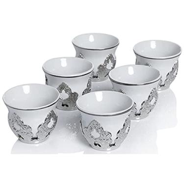Imagem de Conjunto de copos de porcelana de café com suportes para 6 pessoas, presente de aniversário, feito na Turquia