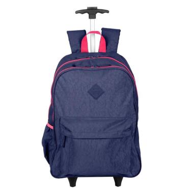 Imagem de Mochila Sestini Com Carrinho Rolling Crinkle Azul Marinho-Unissex