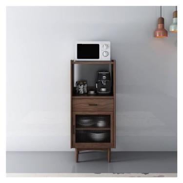 Imagem de KHUTRW3D Aparador de madeira maciça para cozinha, sala de estar, armário de despensa de vidro, entrada contra a parede, multifuncional, refrigerador de vinho, armário buffet (madeira original)