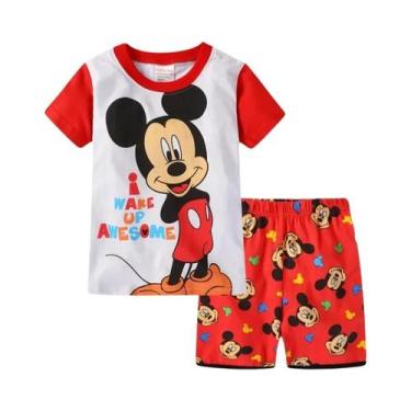 Imagem de Conjunto De Pijamas De Manga Curta Para Crianças Fantasia De Mickey Ro