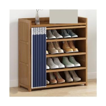 Imagem de Sapateira empilhável para entrada, organizador de sapatos com capa de tecido, prateleira de armazenamento de sapatos para corredor, armário e porta (cor: 5 camadas 50 cm) (6 camadas 8