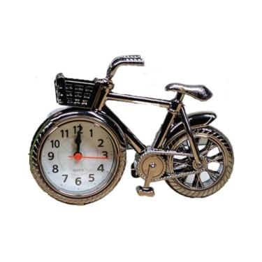 Imagem de x3anggyt5 Despertador para quarto criativo modelo de bicicleta despertador retrô faça você mesmo artesanato relógio de mesa decoração de bicicleta decoração de casa relógio de mesa (preto)