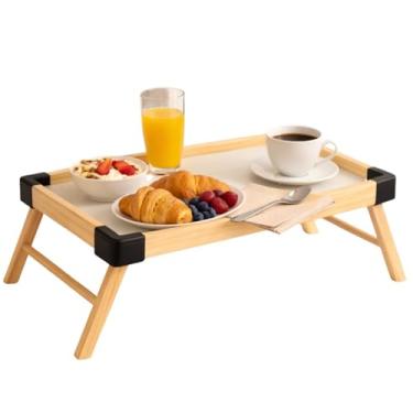 Imagem de Bandeja para Café da Manhã na Cama Dobrável de Madeira Mesa Infantil Multiuso Portátil Bandeja para Servir Refeições Mesa para Notebook Fácil de Armazenar Uso Prático Premium