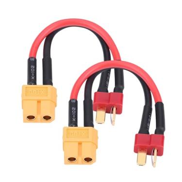 Imagem de Estink Adaptador XT60 para T Plug, 2Pcs Cabos Conectores RC Com Capa de Silicone e Fio Resistente 14AWG, para Configuração de Carregador de Bateria (Plugue T macho para XT60 fêmea)
