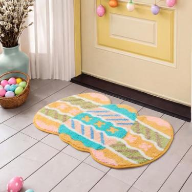 Imagem de Dunzy Tapete de banheiro com ovos de páscoa, tapete macio e fofo para banheiro, quarto, sala de estar, lindo tapete de Páscoa, decoração de férias, 76 cm x 50 cm