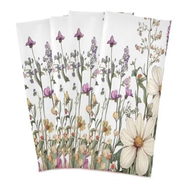 Imagem de xigua Conjunto de 6 panos de prato de cozinha Blooming Meadow Herbs, toalhas de cozinha de secagem rápida altamente absorventes para limpeza de pratos e limpeza manual, 71 x 45 cm