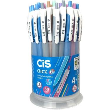 Imagem de Caneta Esferográfica Retrátil CIS CLICK 0.7MM 8 Cores Metálicas (pote 
