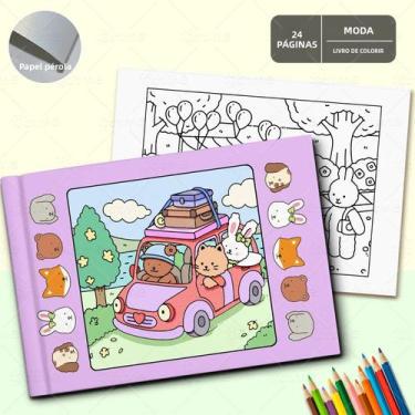 Imagem de Livro De Colorir Criativo Para Crianças Com Personagens De Coelhos Fof