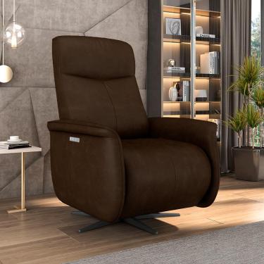 Imagem de Poltrona do Papai Reclinável Power Elétrica Anakin Base Estrela Giratória USB Couro Chocolate G76 - Gran Belo