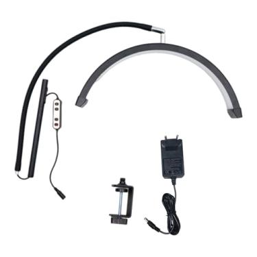 Imagem de GLOGLOW Lâmpada HD-P3 Lâmpada LED Half Moon Beauty de 16 Polegadas, Ajustável de 20-37 Polegadas, Temperatura de Cor 3000K-6500K, de Liga de Alumínio de 20W para Extensões de Cílios, Arte Em Unhas,