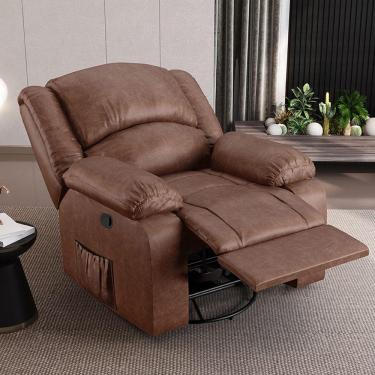 Imagem de Poltrona Do Papai Reclinável Sala De Cinema Madrid Glider Manual Giratória Usb Pu Marrom Brilho G26