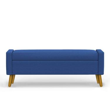 Imagem de Recamier Bau Londres 1,20m Suede Azul Marinho - Clique Decor