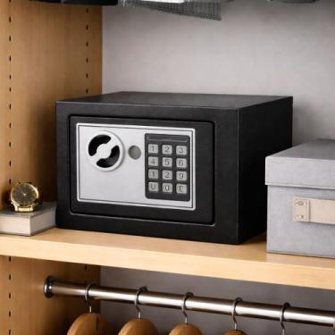 Imagem de Cofre Digital Eletrônico Com Senha Chave Aço Preto 23x18x17 - A Casa d