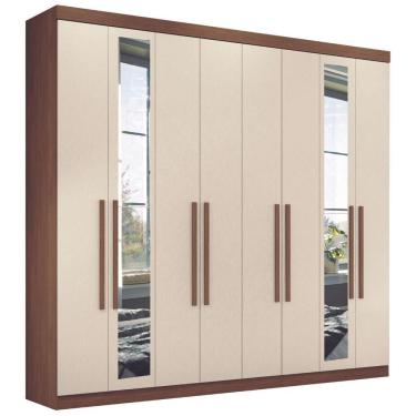 Imagem de Guarda Roupa Casal Com Espelho 8 Portas Paris Jatobá Areia