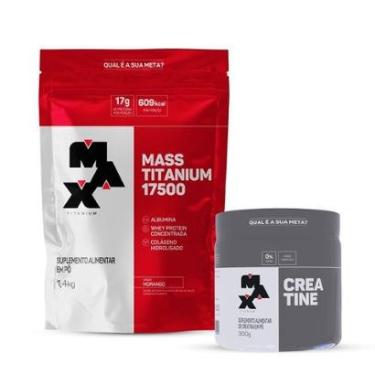 Imagem de Combo Hipercalórico Mass 17500 Refil 1,4kg e Creatina 300g Max Titanium-Unissex